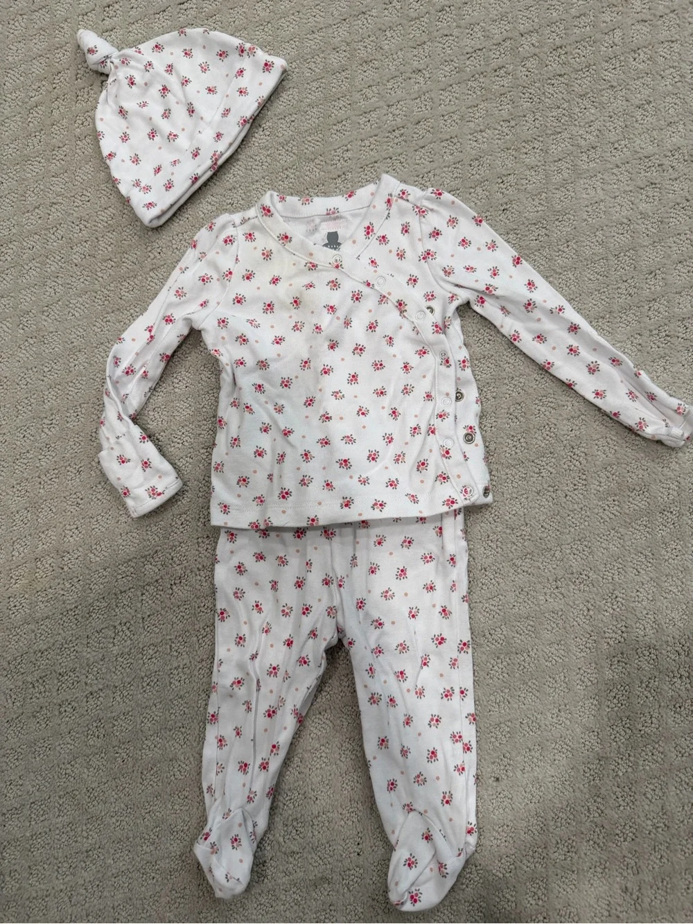 baby GAP Floral Pajama Set White & Red Baby 3-6M